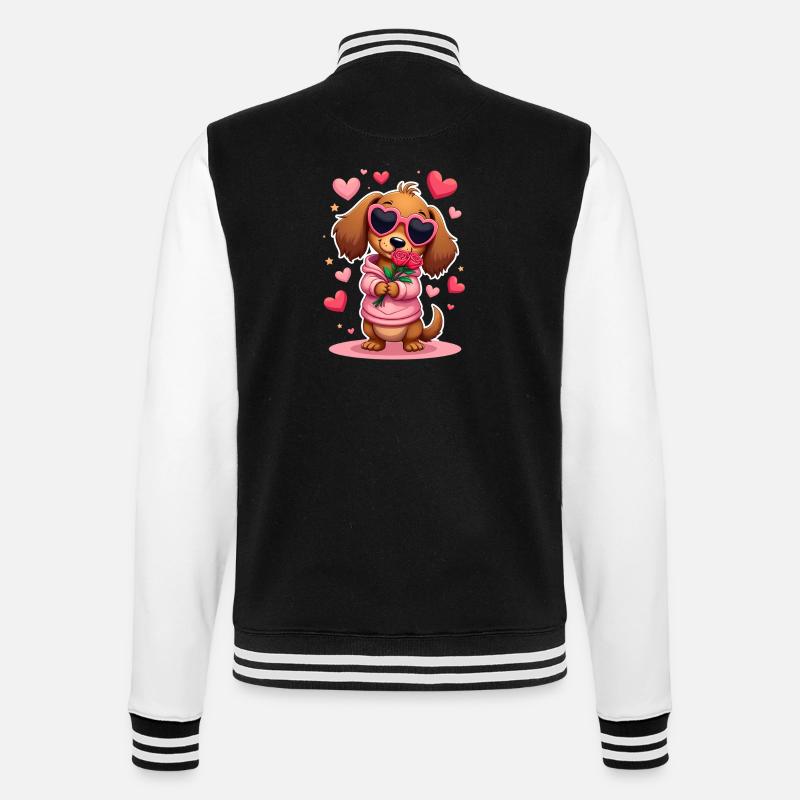 Dackel Dachshund Tekel - College-Sweatjacke - Schwarz/Weiß