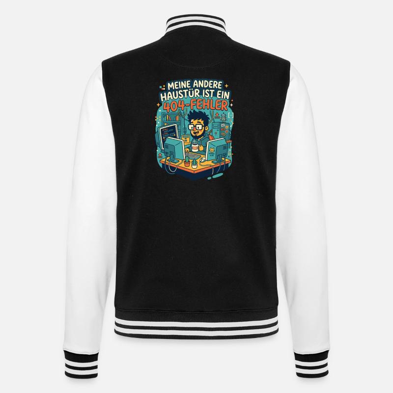 Programmierer 404 Fehler Humor - College-Sweatjacke - Schwarz/Weiß