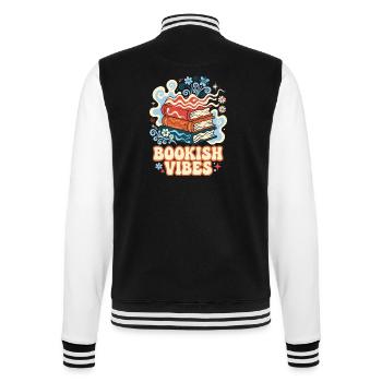Bookish Vibes Retro Bücher - College-Sweatjacke - Schwarz/Weiß - Hinten - Marisol (170cm)