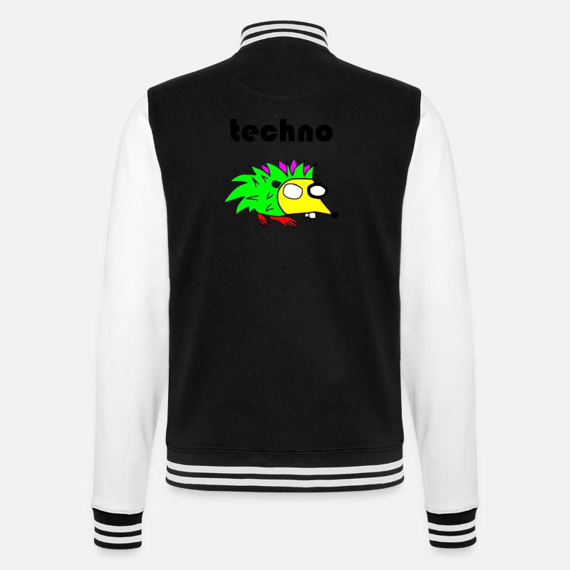 techno igel - College-Sweatjacke - Schwarz/Weiß