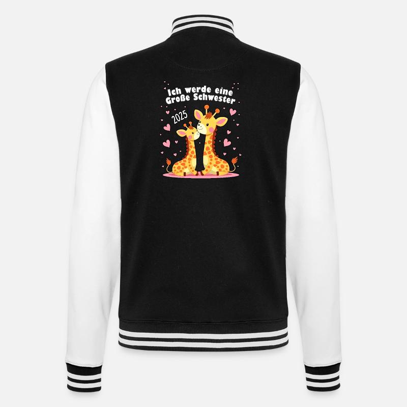 Ich werde große Schwester 2025 - College-Sweatjacke - Schwarz/Weiß