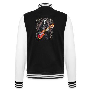 Grim Reaper with Electric Guitar Rock Heavy Metal - College Sweat Jacket - black/white - Back - Marisol (170cm)