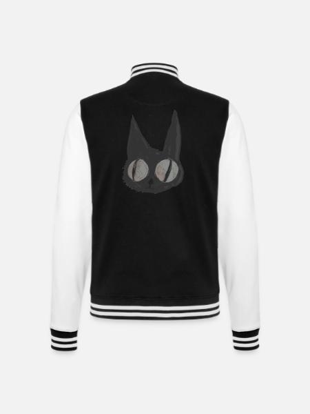 Psycho Cat, schwarze Katze, Illustration - College-Sweatjacke - Schwarz/Weiß