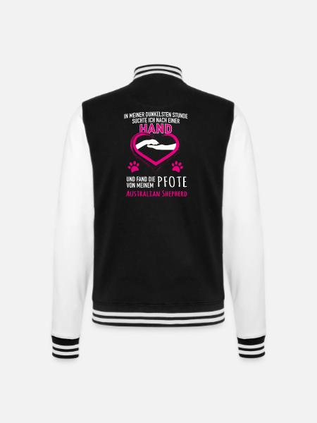 Geschenk Shirt Hund Pfote Australian Shepherd - College-Sweatjacke - Schwarz/Weiß