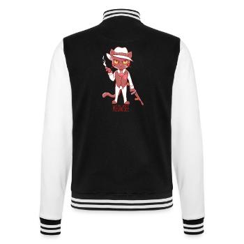 Meowsee - Mafia Katze - College-Sweatjacke - Schwarz/Weiß - Hinten - Marisol (170cm)