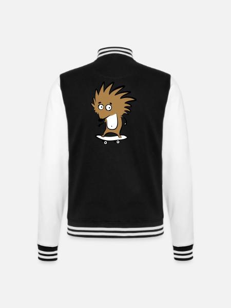 Skate-hedgehog "Knut H. Heckmann" - College Sweat Jacket - black/white