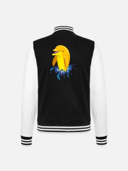 Dolphin yellow splashes - College Sweat Jacket - black/white