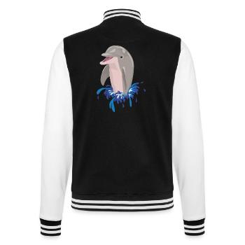 Delphin Meer Strand Spritzer - College-Sweatjacke - Schwarz/Weiß - Hinten - Marisol (170cm)
