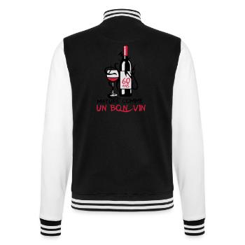 60 ans mature bouteille vin anniversaire - Veste Teddy - noir/blanc - Dos - Marisol (170cm)