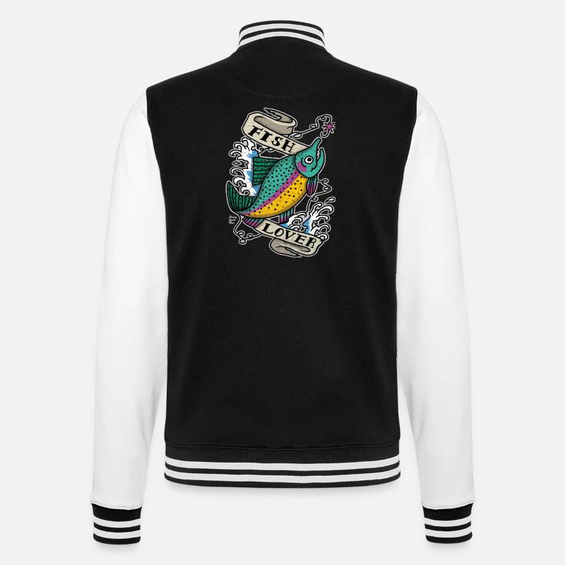 fish - College Sweat Jacket - black/white