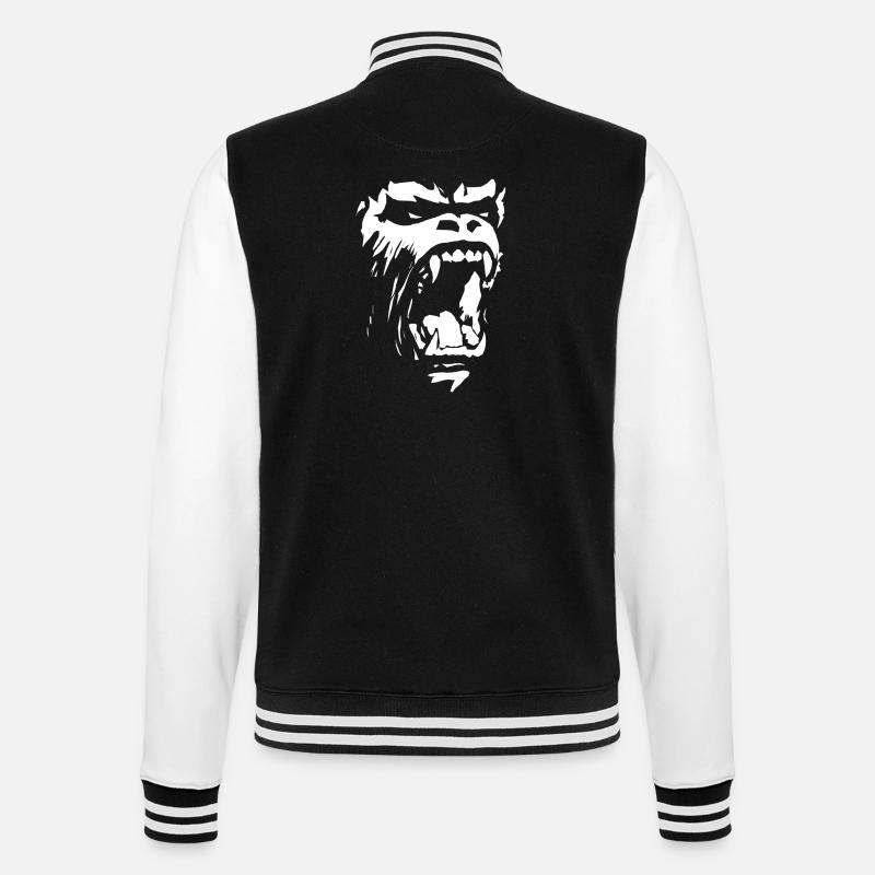 Le gorille menace/rugit - Veste Teddy - noir/blanc