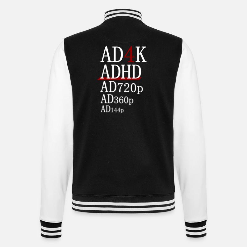 ADHD - AD4K - College-Sweatjacke - Schwarz/Weiß