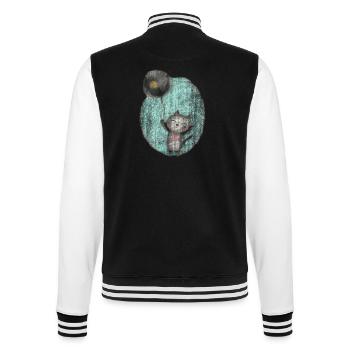 cute drawing cat balloon balloon - College Sweat Jacket - black/white - Back - Marisol (170cm)