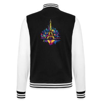 Paris, Tour Eiffel, France, Ville, Horizon, Nuit - Veste Teddy - noir/blanc - Dos - Marisol (170cm)