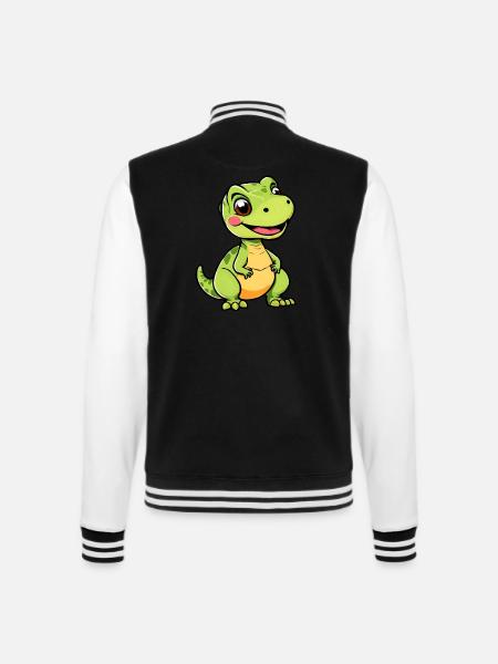 Playful Cartoon Dino - College Sweat Jacket - black/white