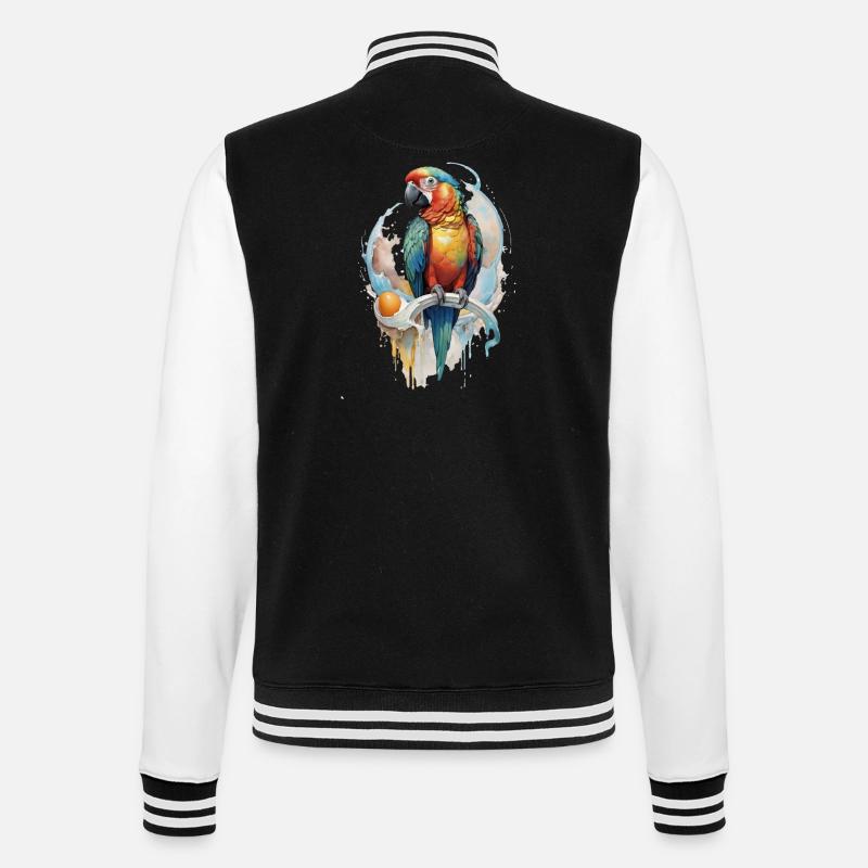 Perroquet Aquarelle - Veste Teddy - noir/blanc