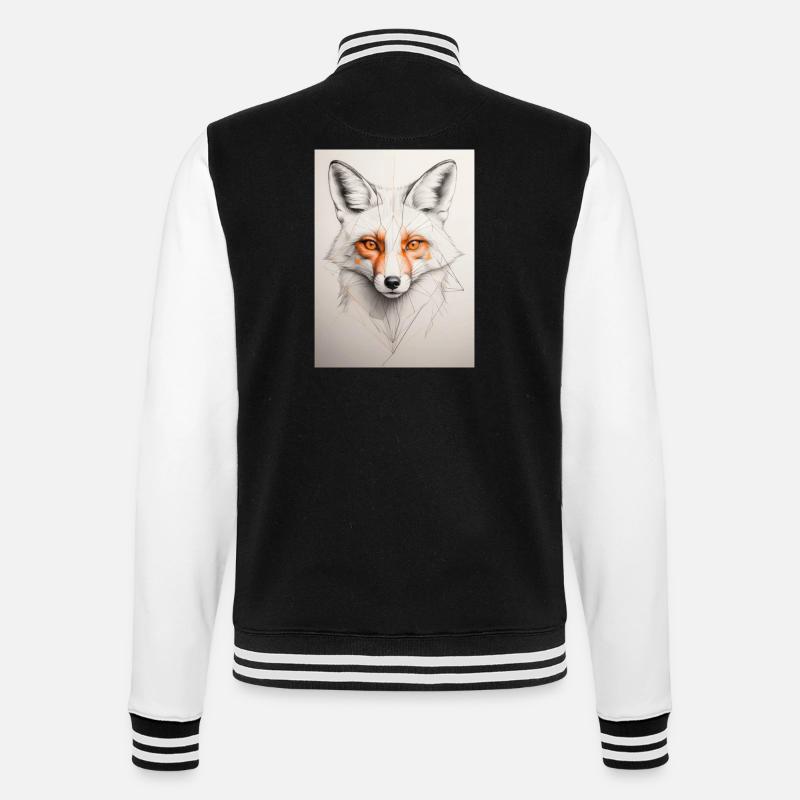 Geometric Fox - College Sweat Jacket - black/white