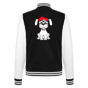 Hund Nerd Hornbrille Geek Zahnspange Schlau Lustig - College-Sweatjacke - Schwarz/Weiß - Hinten - Marisol (170cm)