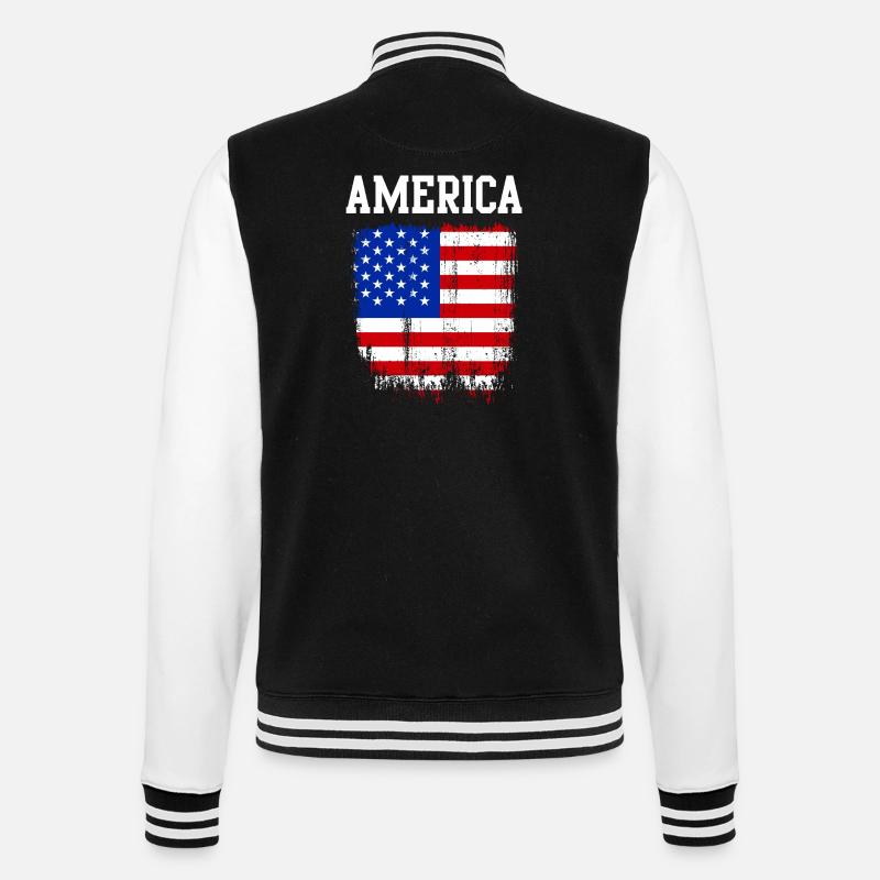 Graphique du drapeau américain vieilli - Veste Teddy - noir/blanc