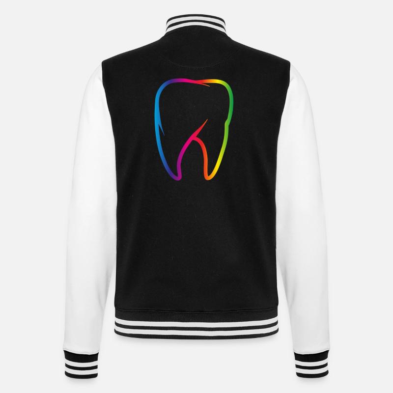 leuchtend bunter Regenbogen Zahn - College-Sweatjacke - Schwarz/Weiß