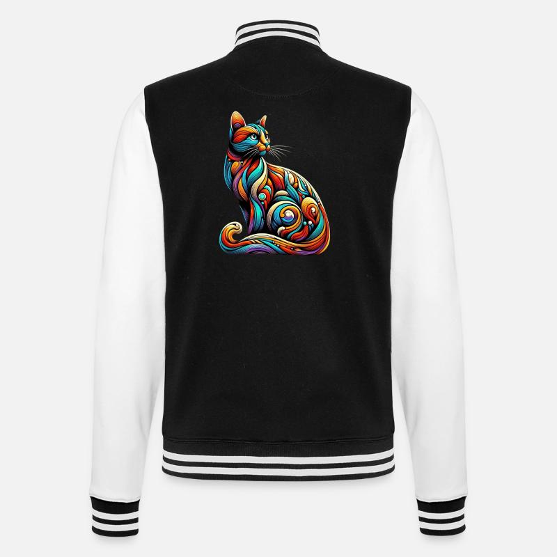 Katze - College-Sweatjacke - Schwarz/Weiß
