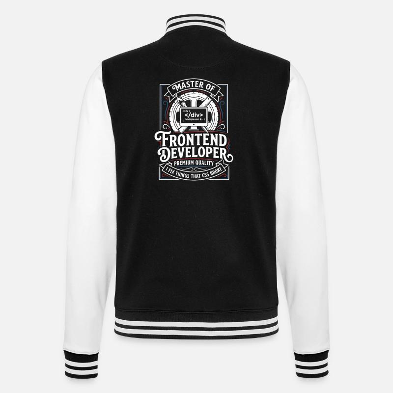 Frontend Meister: CSS HTML Kunst - College-Sweatjacke - Schwarz/Weiß