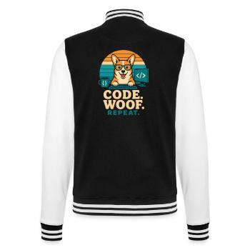 Code Woof Programmeur Répétition Corgi - Veste Teddy - noir/blanc - Dos - Marisol (170cm)