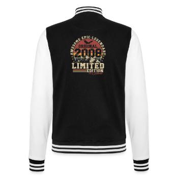 2008 Born Vintage Retro Birthday Gift - College Sweat Jacket - black/white - Back - Marisol (170cm)