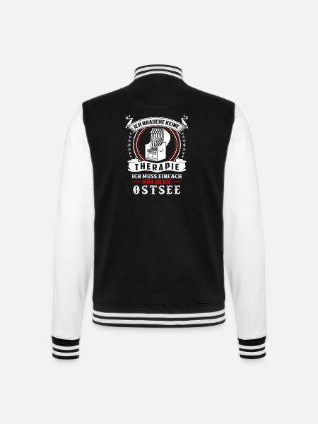 keine Therapie ich muss nur an die Ostsee - College-Sweatjacke - Schwarz/Weiß