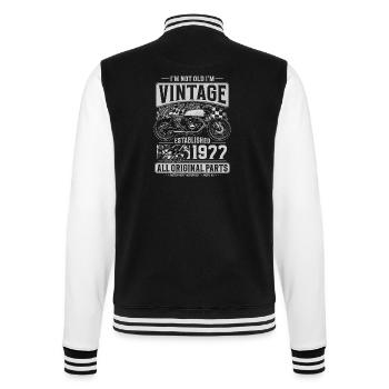 1977 Vintage Anniversaire Cafe Racer Moto - Veste Teddy - noir/blanc - Dos - Marisol (170cm)