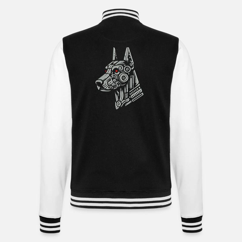 Dobermann-Roboter - College-Sweatjacke - Schwarz/Weiß