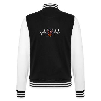 Dachshund portrait with heart line for dachshund friends - College Sweat Jacket - black/white - Back - Marisol (170cm)
