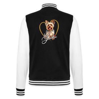Yorkshire Terrier Puppy Yorkie in Heart Frame - College Sweat Jacket - black/white - Back - Marisol (170cm)