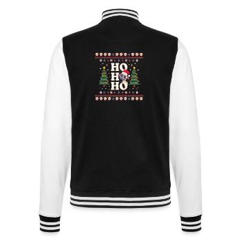 ho ho ho - schaf spruch - Ugly Christmas - College-Sweatjacke - Schwarz/Weiß - Hinten - Marisol (170cm)