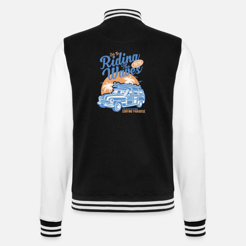 Riding The Waves - College-Sweatjacke - Schwarz/Weiß