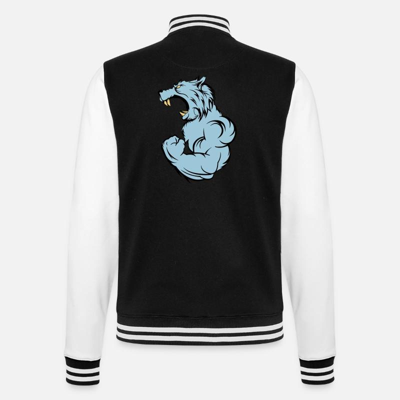 wolf_beast_2 - College Sweat Jacket - black/white