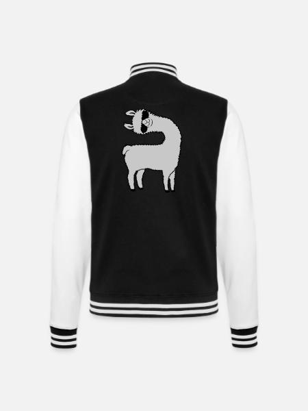 Lama looks crooked - College Sweat Jacket - black/white