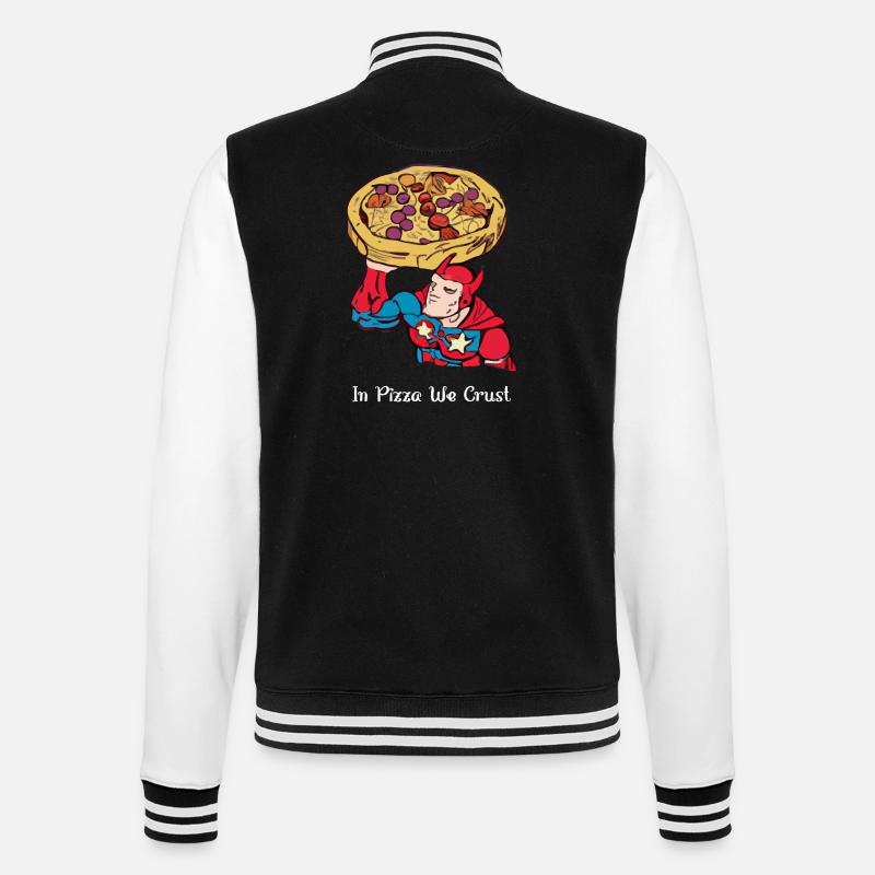 In der Pizza krusten wir - College-Sweatjacke - Schwarz/Weiß