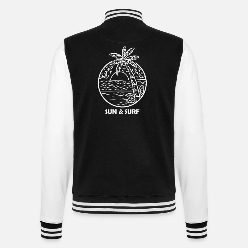 Surfing Surfboard Surfer Geschenkidee - College-Sweatjacke - Schwarz/Weiß