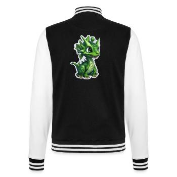Baby dragon, cute, happy, smiling - College Sweat Jacket - black/white - Back - Marisol (170cm)