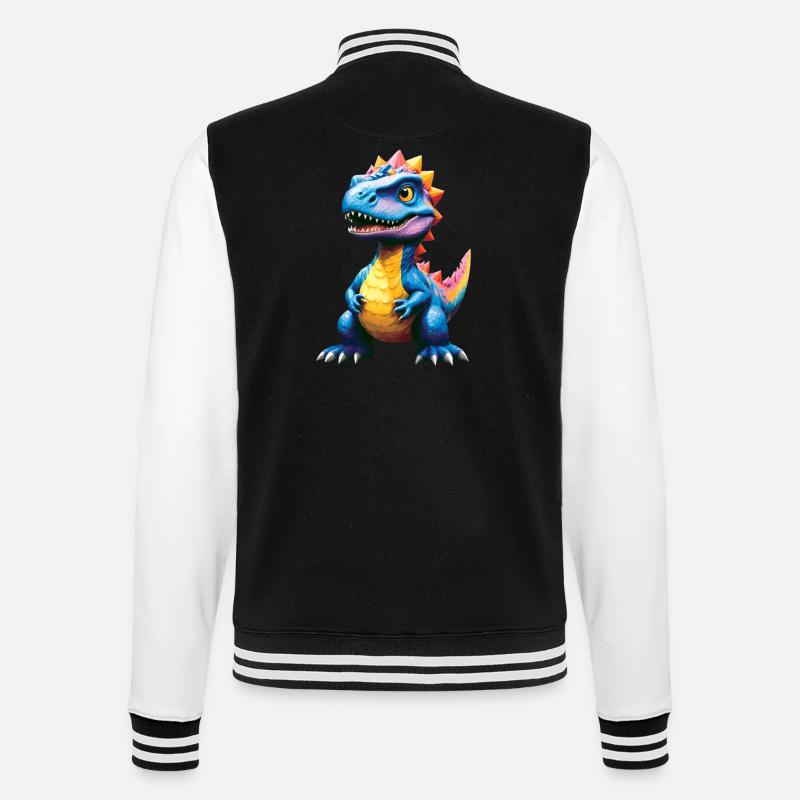 Dino, Dinosaur, Custom Text, Shape - College Sweat Jacket - black/white