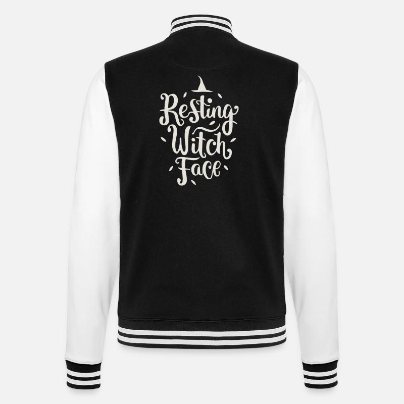 Ruhendes Hexengesicht - College-Sweatjacke - Schwarz/Weiß