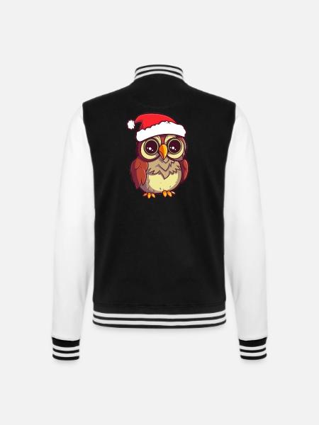 Eine süße kleine Weihnacht Eule cute Christmas Owl - College-Sweatjacke - Schwarz/Weiß