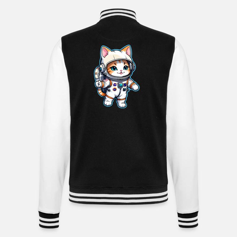 chat astronaute - espace - Veste Teddy - noir/blanc