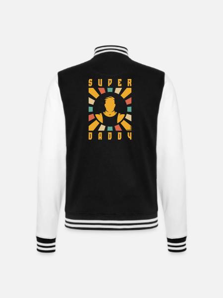 Super Daddy (Papa / Vater / Strahlen / 4C) - College-Sweatjacke - Schwarz/Weiß