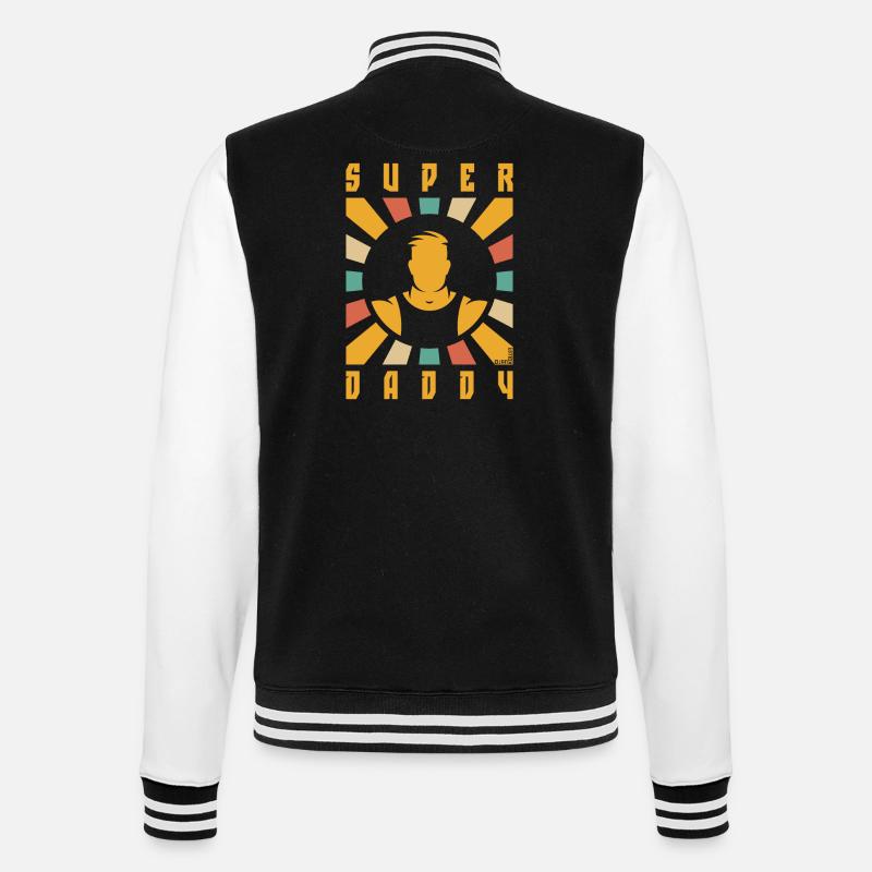 Super Daddy (Papa / Vater / Strahlen / 4C) - College-Sweatjacke - Schwarz/Weiß