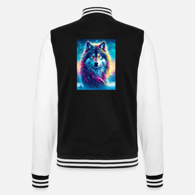 Wolf - College Sweat Jacket - black/white