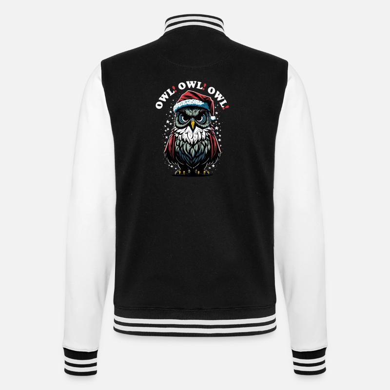 Weihnachtsmann Eule - College-Sweatjacke - Schwarz/Weiß
