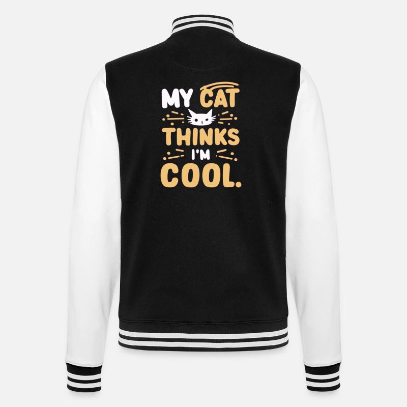 My cat thinks i am cool - College-Sweatjacke - Schwarz/Weiß