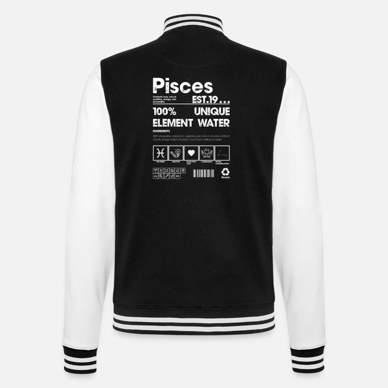Fische Wasser Element Kunst - College-Sweatjacke - Schwarz/Weiß